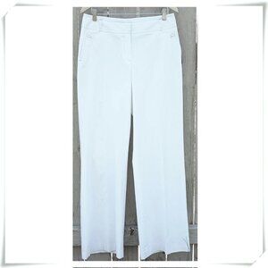 Rafaela White Wide Leg Mid Rise Stretch Pants